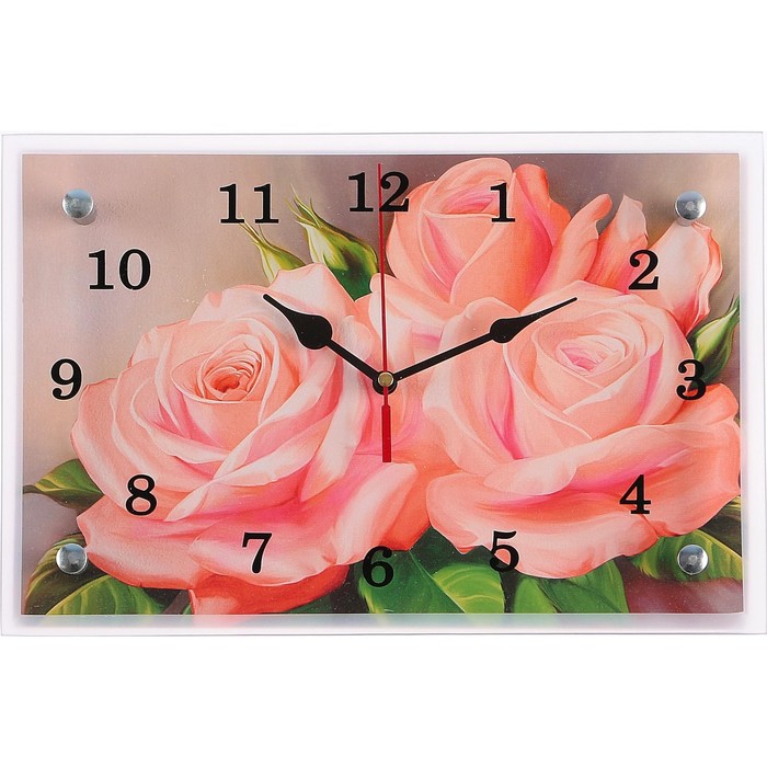Часы-картина настенные, серия: Цветы, "Розы", 20х30 см - фото 1905473107