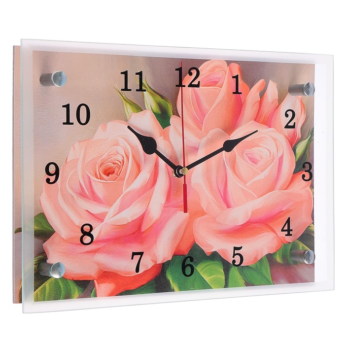 Часы-картина настенные, серия: Цветы, "Розы", 20х30 см - фото 1905473108