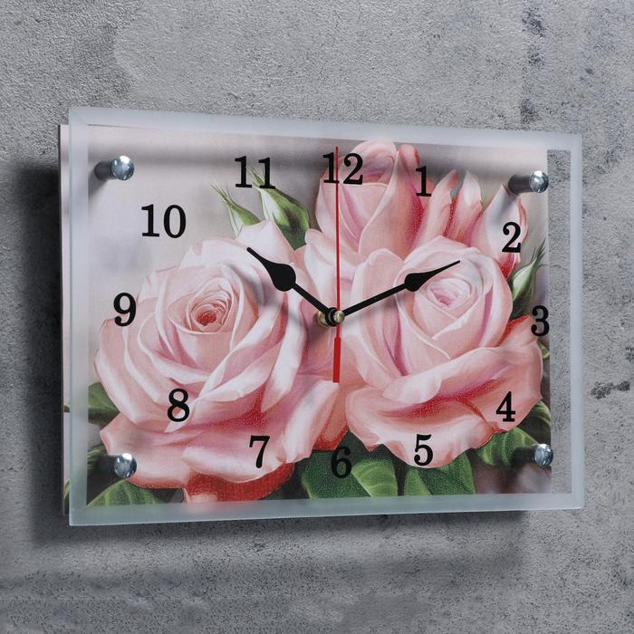 Часы-картина настенные, серия: Цветы, "Розы", 20х30 см - фото 1883366451