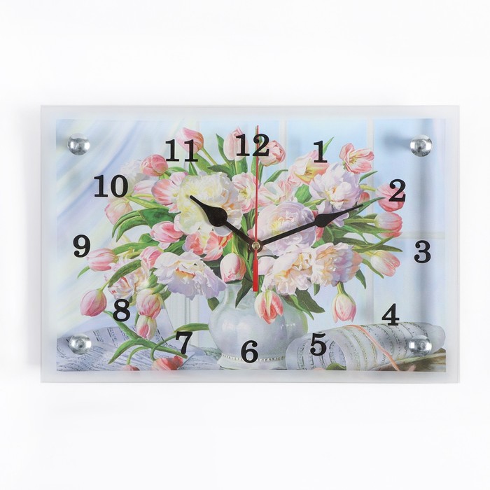 Часы настенные, серия: Цветы, "Цветы в вазе", 20х30 см - Фото 1