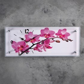 Часы-картина настенные, серия: Цветы, "Орхидея", 20х50 см