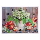 Часы-картина настенные, интерьерные "Цветы и яблоки", бесшумные, 30 х 40 см - фото 321655576