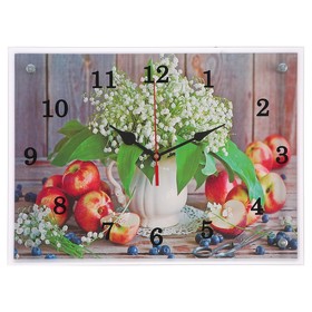 Часы настенные, серия: Цветы, "Цветы и яблоки", 30х40 см