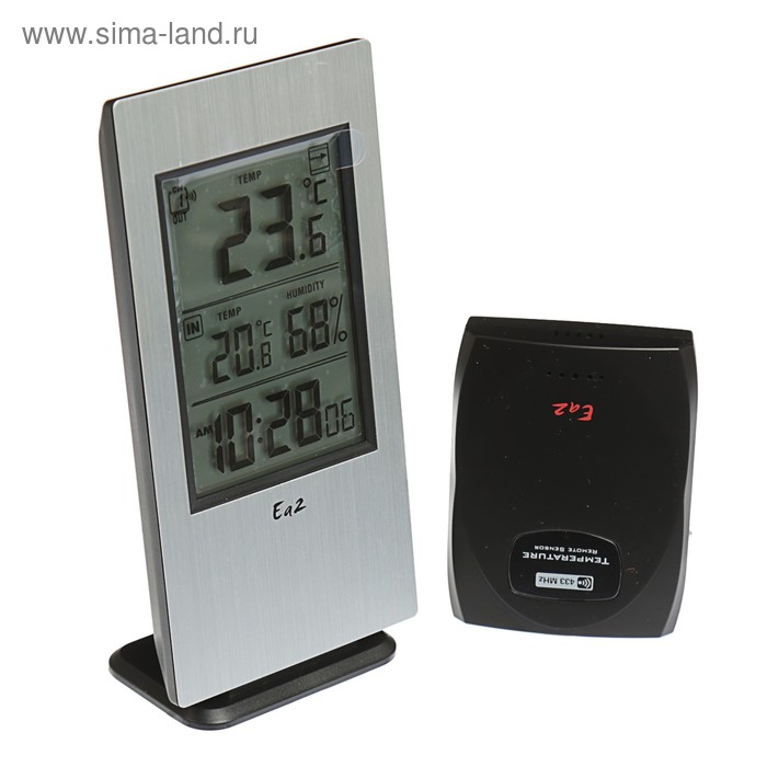 Термометр Ea2 AL802, алюминий, измерение влажности, радиодатчик, серый - Фото 1