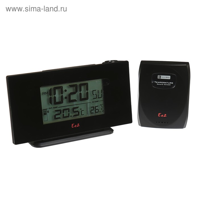 Метеостанция Ea2 BL506, проекционные часы, радио-датчик, черный - Фото 1