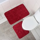Набор ковриков для ванной и туалета Доляна «Галька, ракушки», 2 шт, 40×50 см, 50×80 см, цвет бордовый - фото 209972