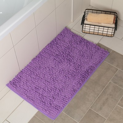 Коврик для ванной Доляна «Букли длинные», 50×80 см, цвет фиолетовый