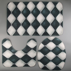 Коврики для ванной и туалета Доляна «Ромбы», 3 шт.: 37×45, 37×45, 45×75 см - Фото 2