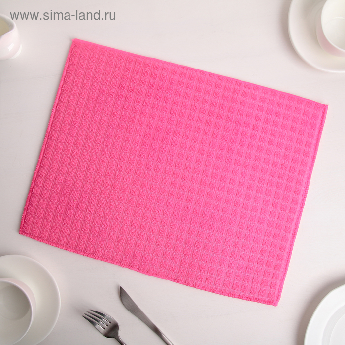 Коврик для сушки посуды Доляна, 30×40 см, микрофибра, цвет розовый - Фото 1
