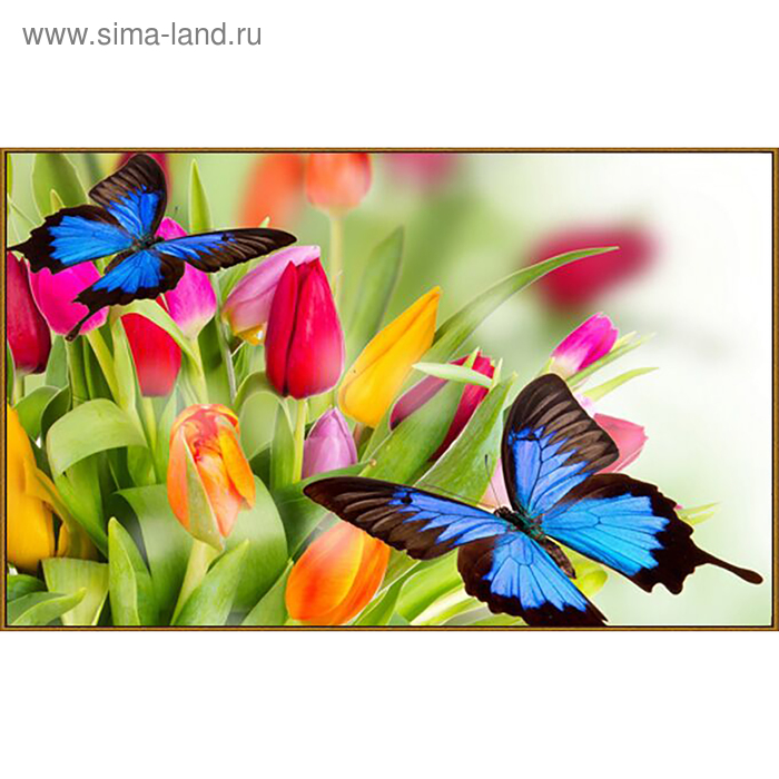 Алмазная мозаика «Бабочки в тюльпанах», 33 цвета - Фото 1