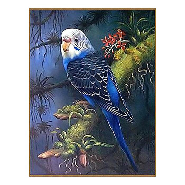 Алмазная мозаика «Волнистый попугайчик в тропиках», 23 цвета - Фото 1