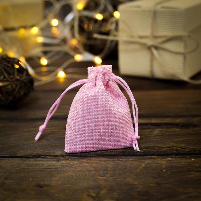 Мешочек подарочный из холщи, розовый, 7 х 9 см - Фото 1