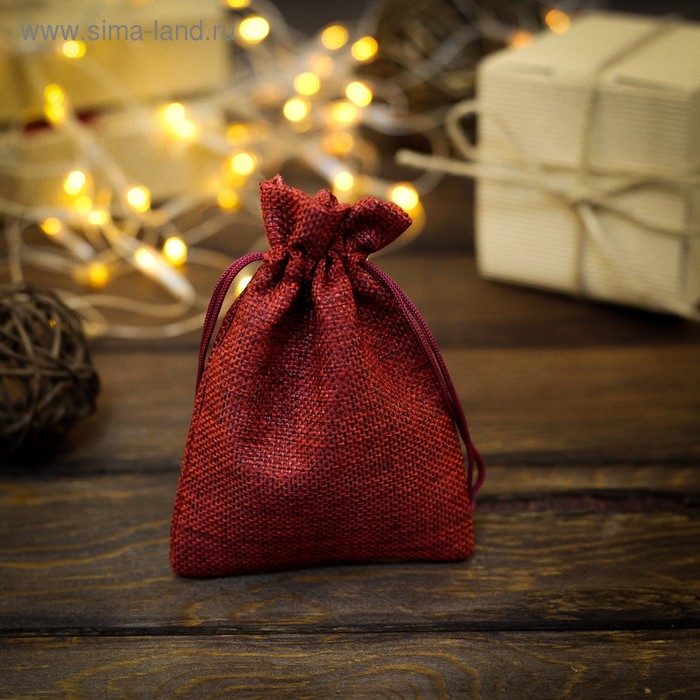 Мешочек подарочный из холщи, красный, 10 х 14 см - Фото 1