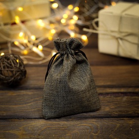Мешочек подарочный из холщи, чёрный, 10?14 см (комплект 10 шт)