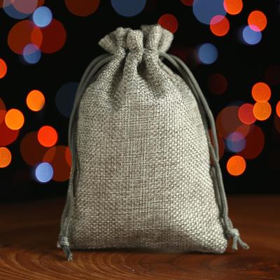 Мешочек подарочный из холщи, серый, 10 х 14 см