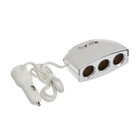 Разветвитель прикуривателя, 3 гнезда 2 USB c подсветкой ,кнопка вкл., белый - Фото 2