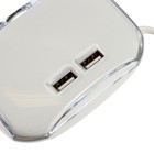 Разветвитель прикуривателя, 3 гнезда 2 USB c подсветкой ,кнопка вкл., белый - Фото 4