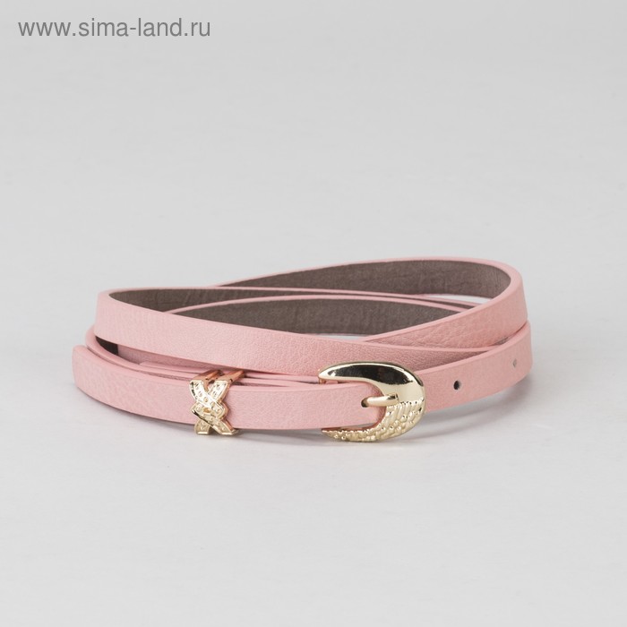 Ремень женский, пряжка и хомут золото, ширина - 0,8 см, цвет розовый - Фото 1