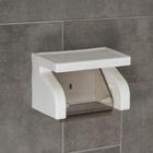 Держатель для туалетной бумаги с полочкой, 18×11,5×12 см, цвет белый - Фото 1