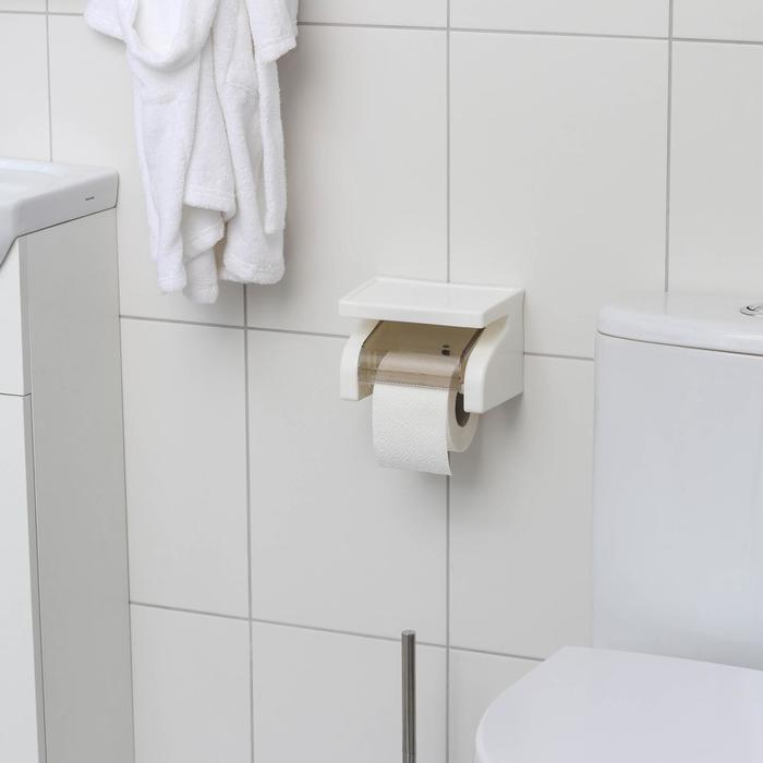 Держатель для туалетной бумаги с полочкой, 18×11,5×12 см, цвет белый - фото 1901073125