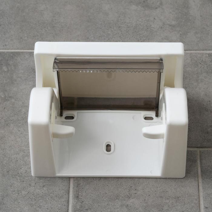 Держатель для туалетной бумаги с полочкой, 18×11,5×12 см, цвет белый - фото 1901073129