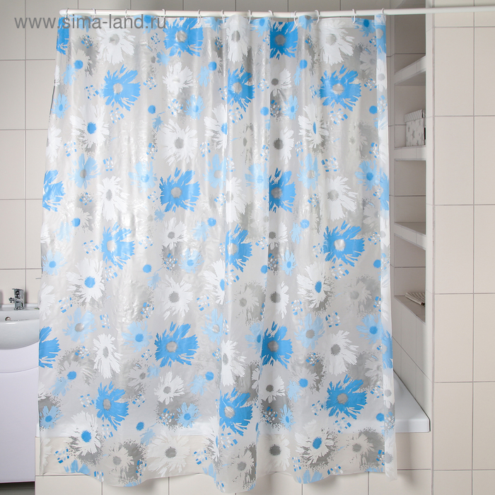 Штора для ванны Доляна «Васильки», 180×180 см, EVA - Фото 1