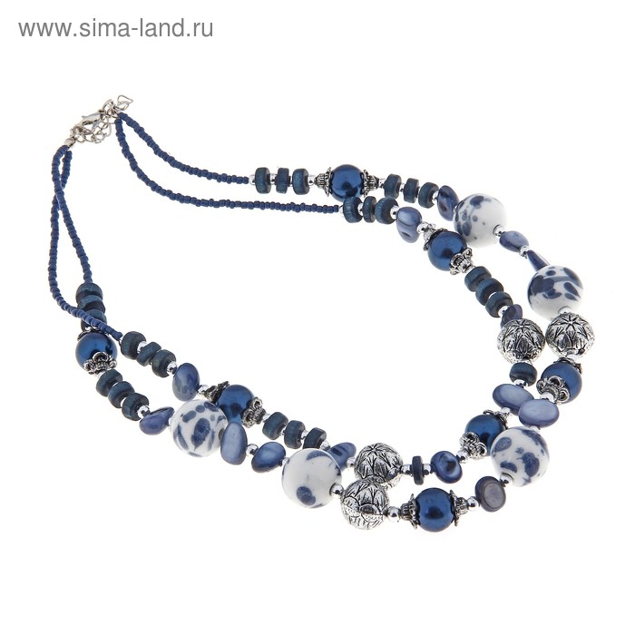 Бусы Бельфьеоре двойные синие 50 см - Фото 1