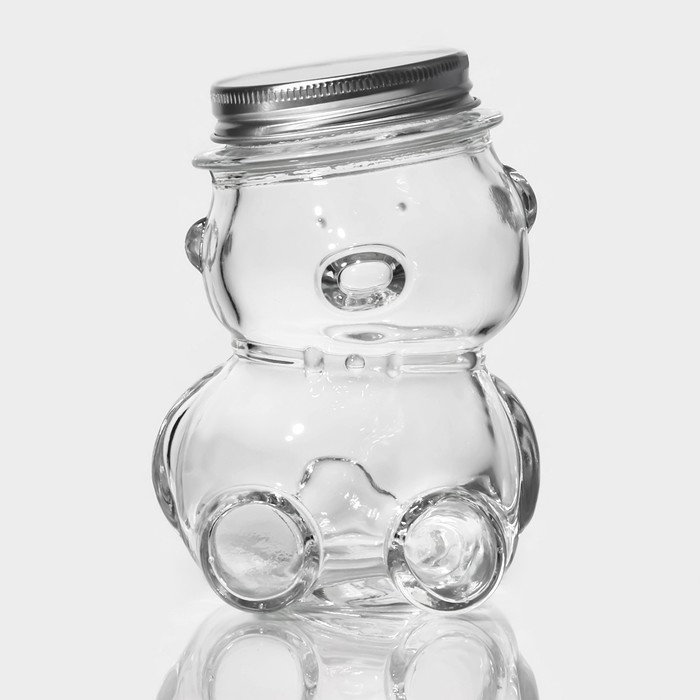 Баночка стеклянная для мёда и варенья «Медвежонок», 170 мл, 7×10 см - Фото 1