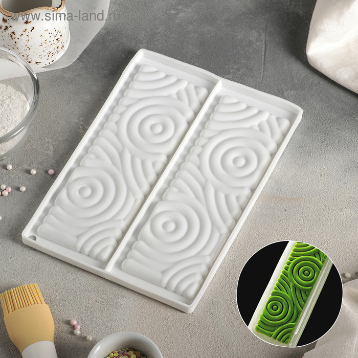 Форма силиконовая для муссовых десертов и выпечки двойная Доляна «Торнадо», 24×17,5 см, цвет белый - Фото 1