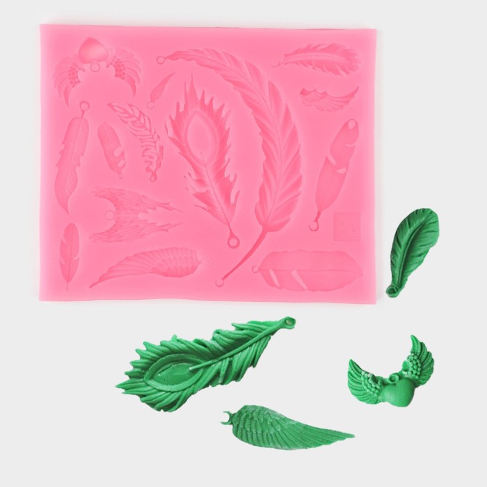Силиконовый молд «Перья», 12×10 см, цвет МИКС
