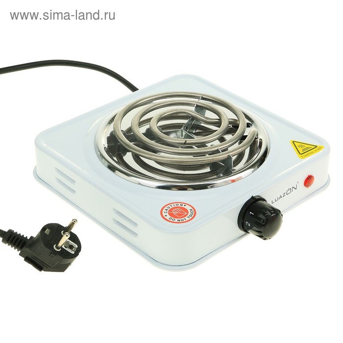 УЦЕНКА Плитка электрическая LuazON LHP-001, 1 конфорка, 1000 Вт, нагреватель спираль, белая - Фото 1