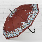 Зонт - трость полуавтоматический «Сакура», 10 спиц, R = 51 см, цвет коричневый - Фото 1