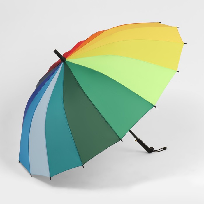 Зонт - трость полуавтоматический «Радужный день», 16 спиц, R = 59 см, разноцветный - фото 1925902058