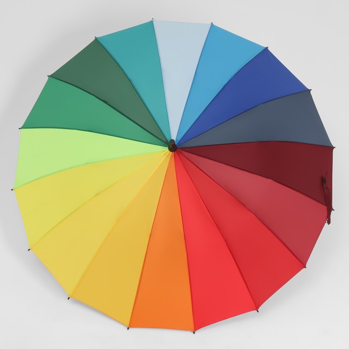 Зонт - трость полуавтоматический «Радужный день», 16 спиц, R = 59 см, разноцветный - фото 1925902059