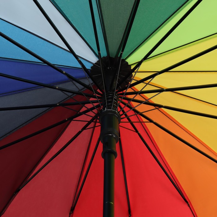 Зонт - трость полуавтоматический «Радужный день», 16 спиц, R = 59 см, разноцветный - фото 1906922624