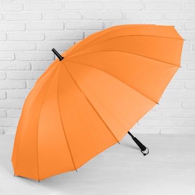 Зонт полуавтоматический «Однотонный», 16 спиц, R = 61 см, цвет оранжевый неоновый