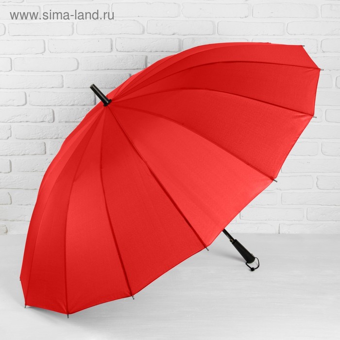 Зонт полуавтоматический «Однотонный», 16 спиц, R = 61 см, цвет красный