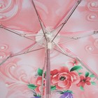 Зонт механический мини «Цветы», 4 сложения, 7 спиц, R = 47 см, цвет розовый - Фото 3
