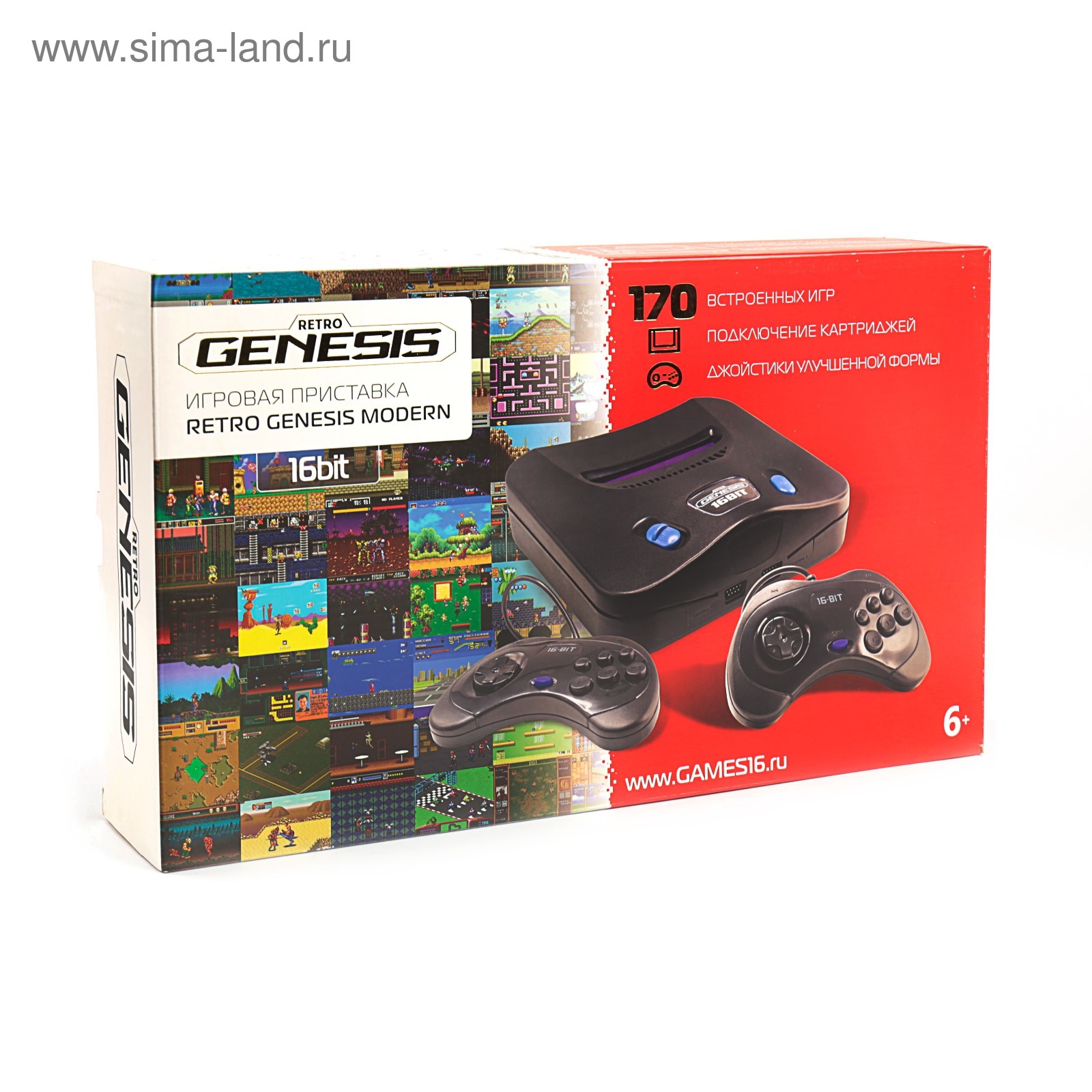 Игровая приставка Sega Retro Genesis Modern, 16 Bit, AV кабель, 2  джойстика, 170 игр, черная (3517856) - Купить по цене от 1 640.00 руб. |  Интернет магазин SIMA-LAND.RU