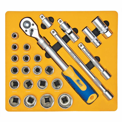 Набор торцевых головок KRAFT KT700617, 1/2", 25 предмета, сумка - Фото 1