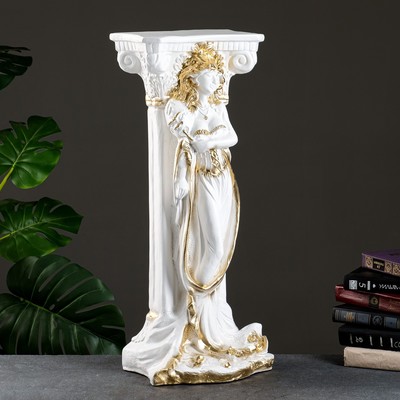 Колонна декоративная «С девушкой», гипс, под белое золото, 65 см