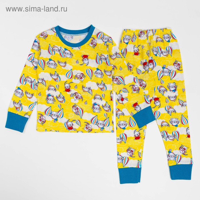 Пижама для девочки ЗАЙКА, рост 104 см, цвет жёлтый микс - Фото 1