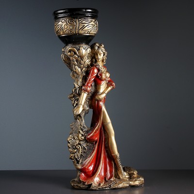 Фигура с кашпо "Девушка Диана" бронза-красный, 2 л / 24х79х36см