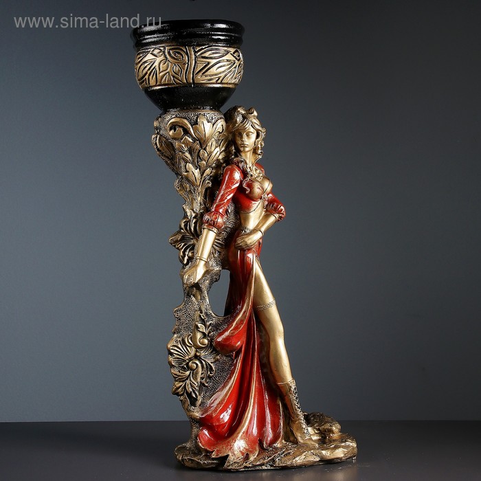 Фигура с кашпо "Девушка Диана" бронза-красный, 2 л / 24х79х36см - Фото 1