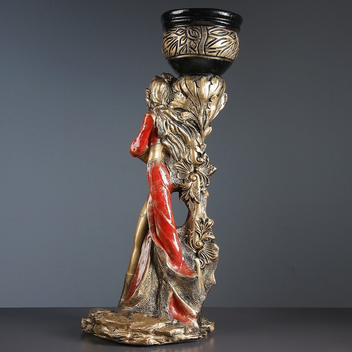 Фигура с кашпо "Девушка Диана" бронза-красный, 2 л / 24х79х36см - фото 1908380331