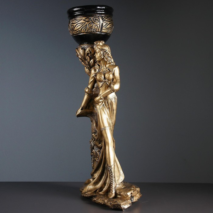 Фигура с кашпо "Девушка Диана" бронза, 2 л / 24х79х36см - фото 1908380337