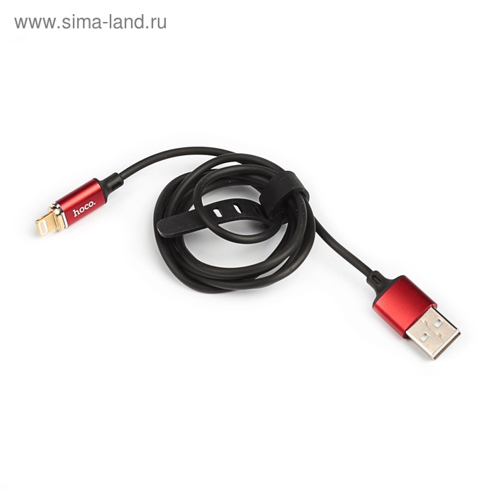 Кабель магнитный Hoco, Lightning - USB, магнитный разъем, 2 А, 1 м, красный - Фото 1