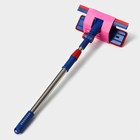 Щётка для окон Доляна, фиксатор, стальная телескопическая ручка, длина 55(83) см, водосгон силикон 18 см, насадка велюр 18×8 см - Фото 11