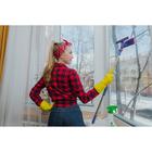 Щётка для окон Доляна, фиксатор, стальная телескопическая ручка, длина 55(83) см, водосгон силикон 18 см, насадка велюр 18×8 см - Фото 8