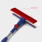 Щётка для окон Доляна, фиксатор, стальная телескопическая ручка, длина 55(83) см, водосгон силикон 18 см, насадка велюр 18×8 см - Фото 3